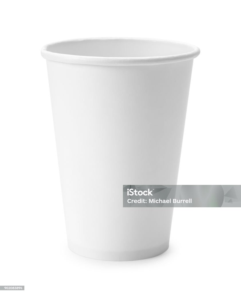 White Paper Cup White Paper Cup Isolated on White Background. Disposable Cup Stock Photo