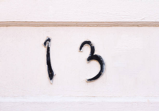 istock Vintage Address Number 13 (Close-Up) on White Wood 902094040