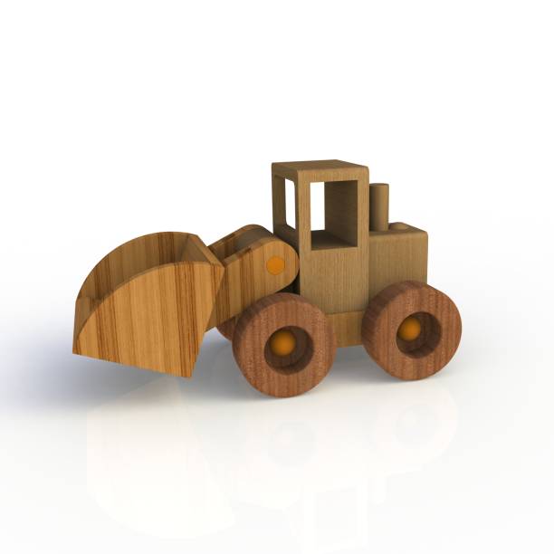 istock Wood toy car isolated on white background. Side view. 3D rendering. 902097120