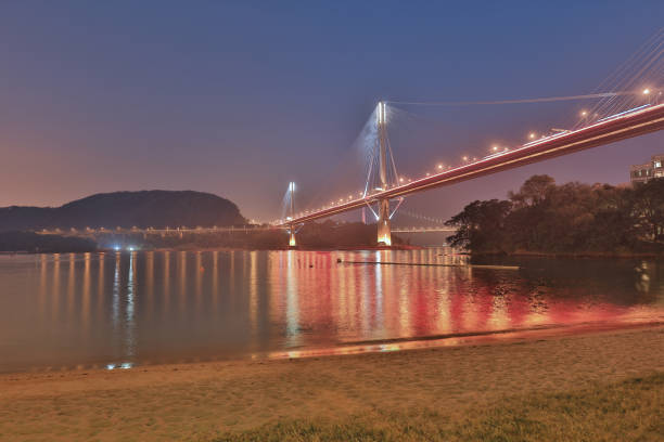 istock highway Ting Kau  bridge, hong kong at night 902102988