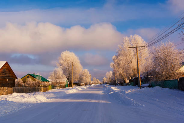 istock Winter day. Village street 902124416