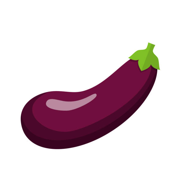 가지 평면 디자인 - eggplant vegetable food white background stock illustrations