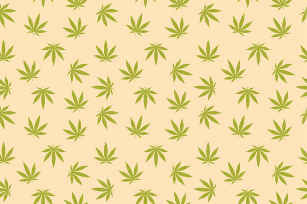 ilustraciones, imágenes clip art, dibujos animados e iconos de stock de patrón de hoja verde de marihuana en el diseño del icono plano sobre fondo de color amarillo - porro