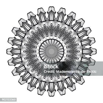 istock Mandala spiritual symbol isolated on white background. Indian ornament. Vector illustration. 902133360