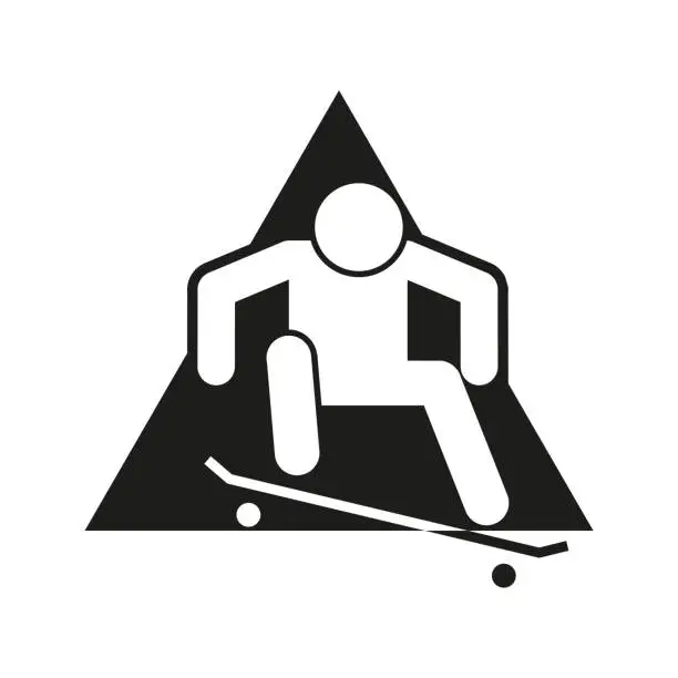 Vector illustration of Skateboard Ollie Block Sport Outline Figure Symbol Vector Illustration