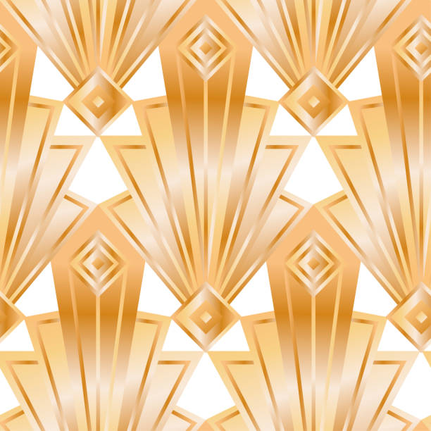 istock Seamless golden Art Deco pattern with abstract shells. Vector fashion backdrop in vintage style. 902152706