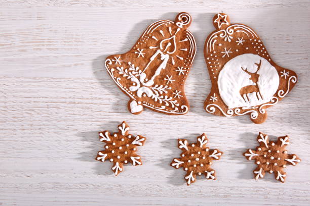 istock Bells from sweet gingerbread with white icing is an unforgettable decoration for every Christmas. 902156962
