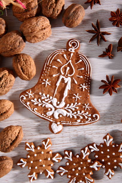 istock Bells from sweet gingerbread with white icing is an unforgettable decoration for every Christmas. 902157170