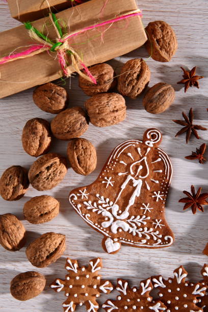 istock Bells from sweet gingerbread with white icing is an unforgettable decoration for every Christmas. 902157256