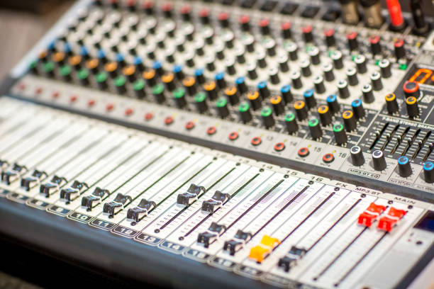 istock sound system by mixer equalizer in concert or wedding hal 902164910