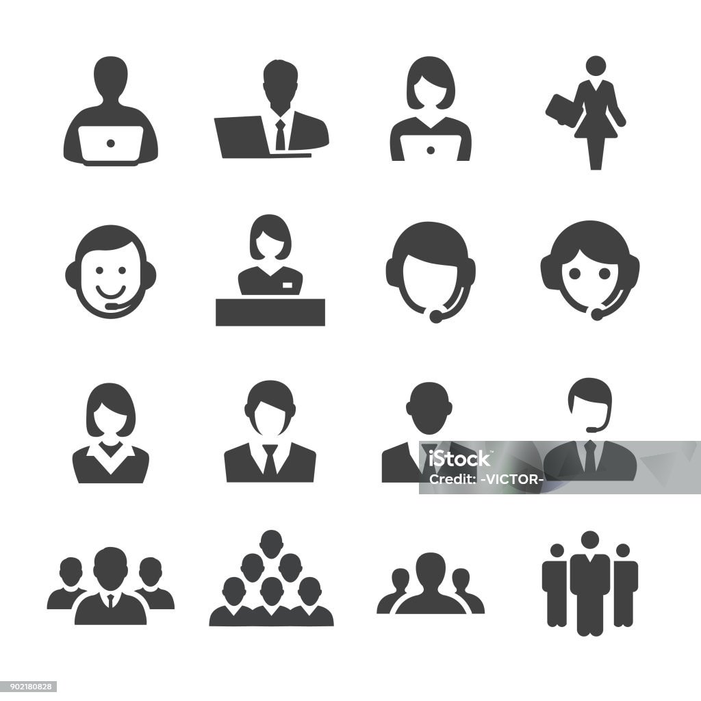 Business and Service Icons - Acme Series Business, Service, customer service representative, call center, businessman, businesswoman, salesman, communication, manager, Icon Symbol stock vector