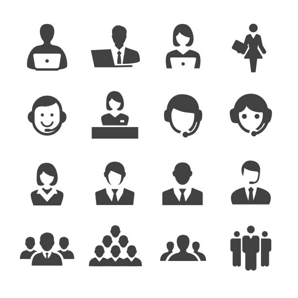 Business and Service Icons - Acme Series Business, Service, customer service representative, call center, businessman, businesswoman, salesman, communication, manager, business woman stock illustrations