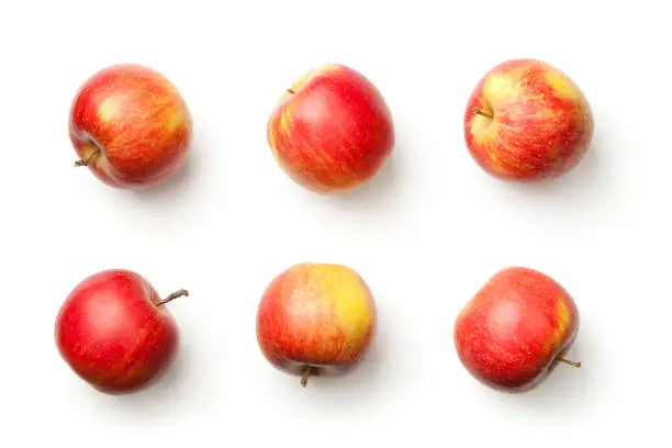 Apples isolated on white background. Champion apple. Top view