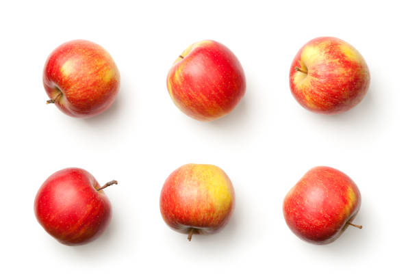 maçãs, isoladas no fundo branco - up above - fotografias e filmes do acervo
