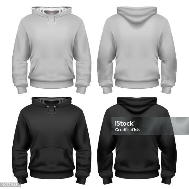 Black And White Sweatshirt Template Stock Illustration - Download Image Now - Hooded Shirt, Sweatshirt, Template