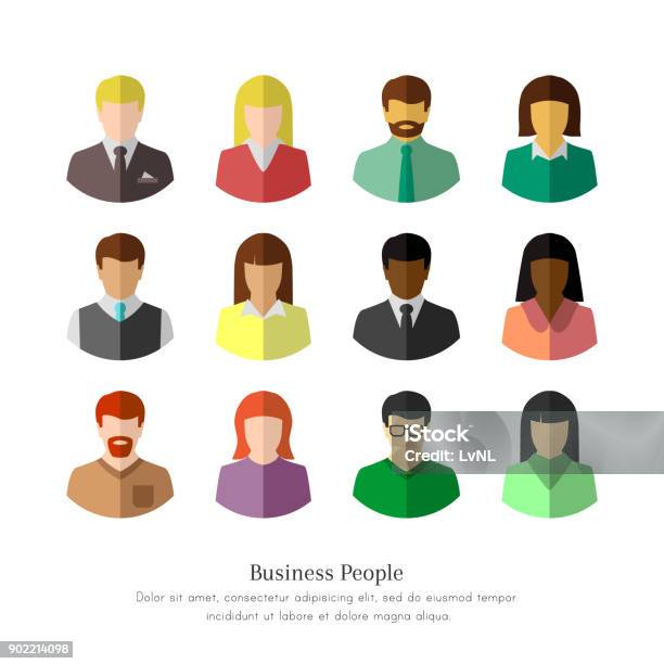 Diverse Business People In Flat Design Stock Illustration - Download Image Now - Icon Symbol, People, Flat Design