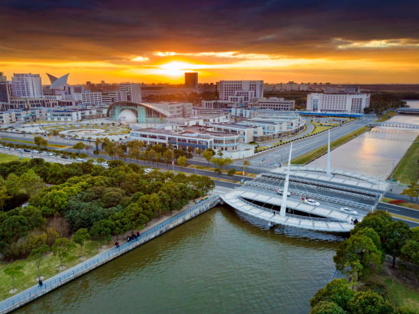 istock Shanghai Dishui Lake new district at sunset 902214552