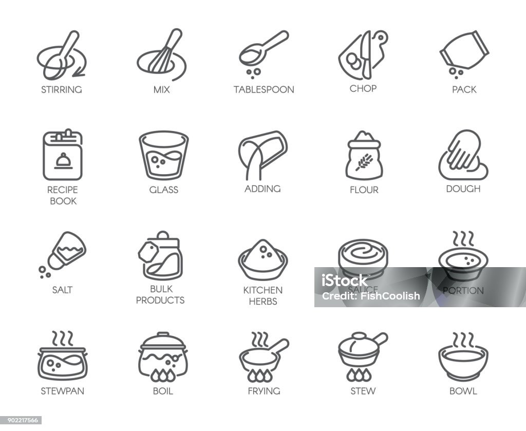 Line isolated icons on kitchen theme. Outline labels for cooking projects, home appliances, products, stickers, printing in books, buttons on sites and apps. Editable Stroke. 48x48 Pixel Perfect Icon Symbol stock vector