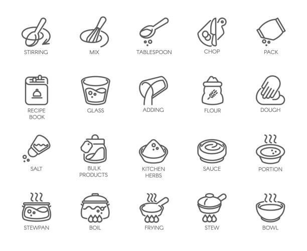 Line isolated icons on kitchen theme. Outline labels for cooking projects, home appliances, products, stickers, printing in books, buttons on sites and apps. Editable Stroke. 48x48 Pixel Perfect Line isolated icons on kitchen theme. Outline labels for cooking projects, home appliances, products, stickers, printing in books, buttons on sites and apps. Editable Stroke. 48x48 Pixel Perfect furniture instructions stock illustrations