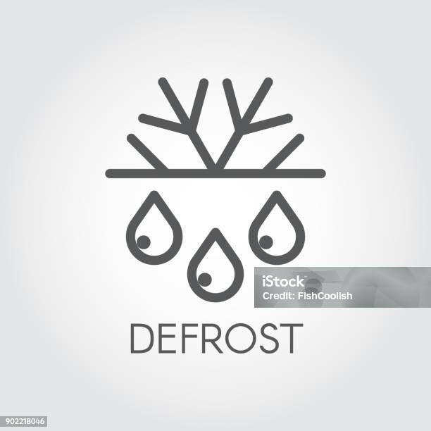 Snowflake And Drop Thin Stroke Linear Icon Defrost And Freeze Concept Logo Symbol Of Fridge Or Air Conditioner Stock Illustration - Download Image Now
