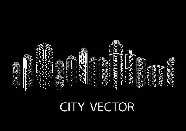 Vector illustration of Night city Modern city landscape. Daytime city skyline.