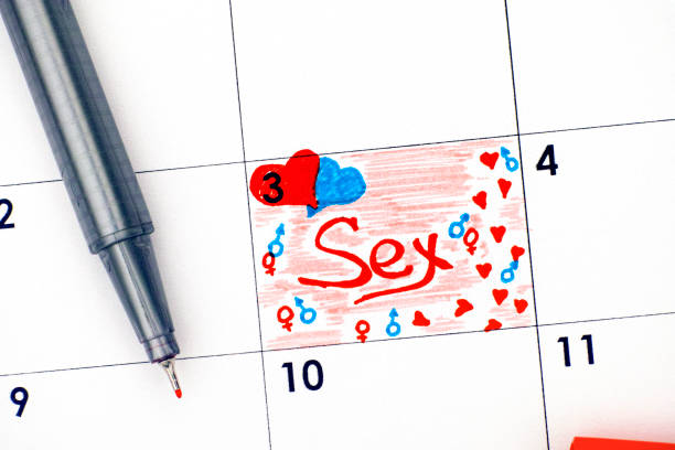 Reminder Sex in calendar with red pen. stock photo