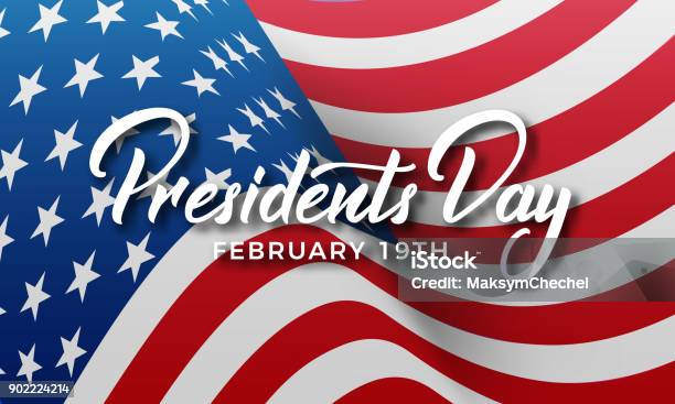Presidents Day Banner For Usa Presidents Day Holiday Usa National Flag And Lettering Stock Illustration - Download Image Now