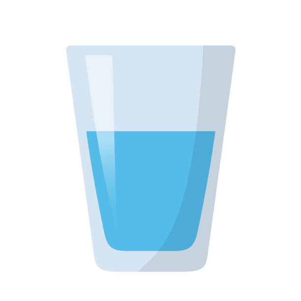 стакан воды плоский дизайн - drink glass stock illustrations