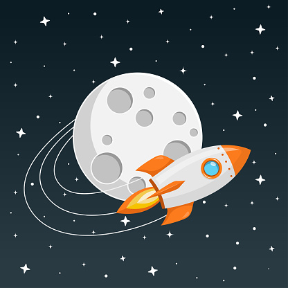 rocket flying into space Icon