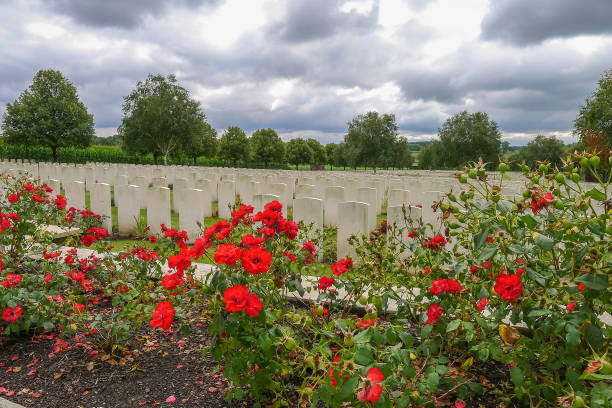 Hooge Crater WW1 Cemetery near Ypres Hooge Crater WW1 Cemetery near Ypres in Belgium passchendaele stock pictures, royalty-free photos & images