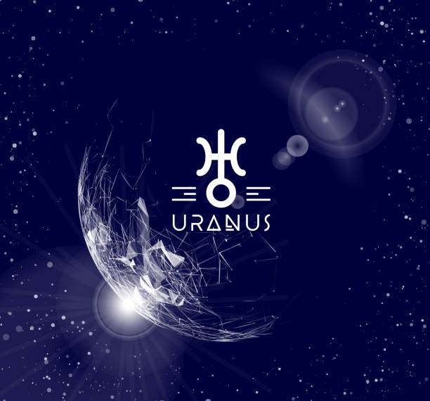 istock Planet Uranus in the form of polygonal mesh elements in the form of lines and points. The planet in astrology is responsible for modern technologies and innovations. Vector 902231574