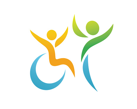 Special Needs People Support In Wheel Chair Symbol Illustration