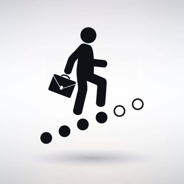 ilustrações de stock, clip art, desenhos animados e ícones de icon career ladder - business computer icon symbol icon set