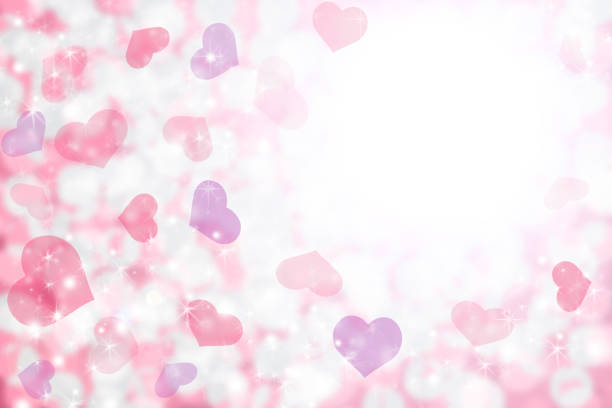 illustrazioni stock, clip art, cartoni animati e icone di tendenza di buon sfondo di san valentino di rosa pastello, cuori viola e luce. - valentines day heart shape backgrounds star shape