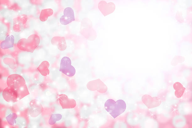 ilustrações de stock, clip art, desenhos animados e ícones de happy valentine's day background of pastel pink, purple hearts and light. - pink background frame femininity pink