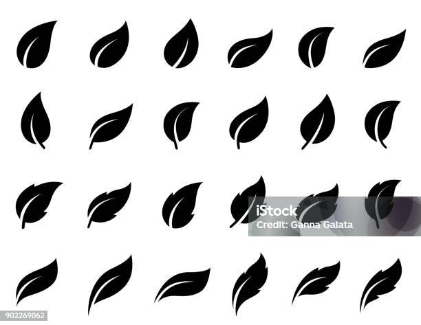 Set Of Isolated Leaves Icons Stock Illustration - Download Image Now - Leaf, Icon Symbol, Logo