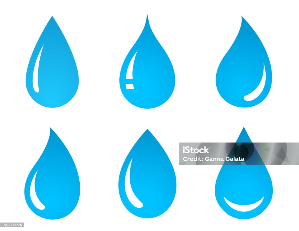 set of water drop icons set of blue water drop icons on white background Drop stock vector