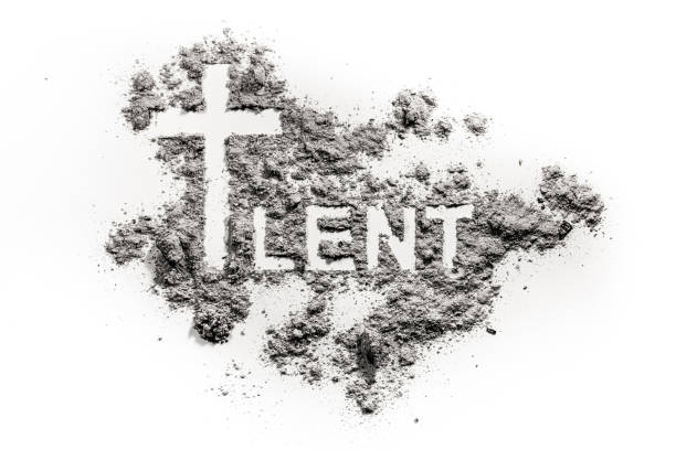 istock Word lent and christian cross symbol drawing in ash 902286208