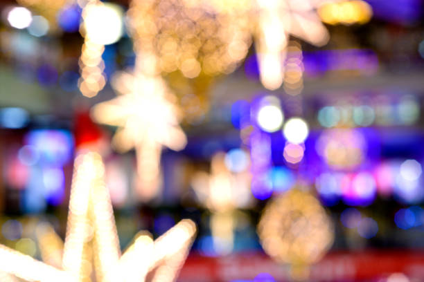abstract blur image of shopping mall on christmas time for background