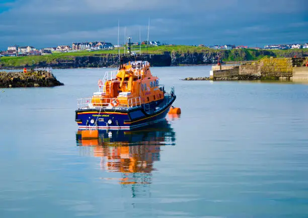 Portrush Lifeboat Moored in Portrush Harbour