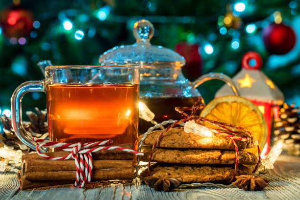 istock Cozy still life with tea, candle light and cookies 902310050