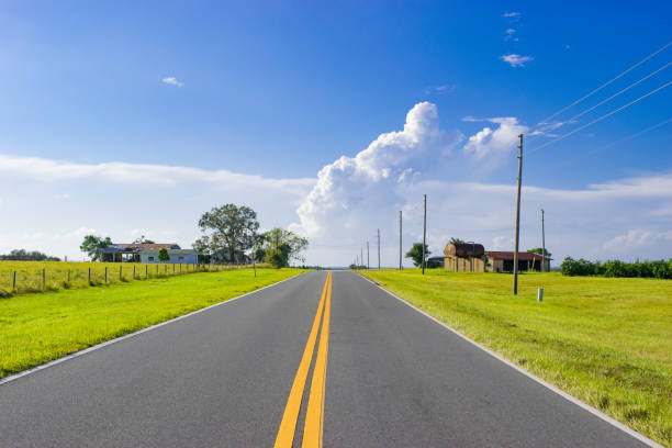 A scenic highway in the evening near Orlando, Florida.