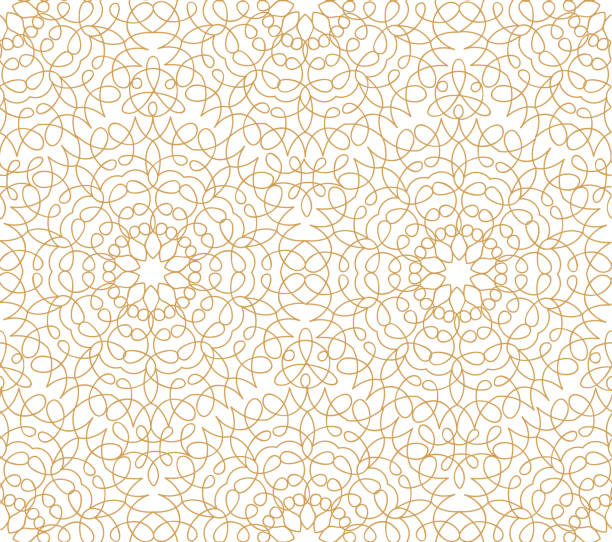 illustrazioni stock, clip art, cartoni animati e icone di tendenza di linea floreale astratta motivo orientale senza cuciture. ornamento in piastrelle arabe. arredamento musulmano asiatico. sfondo ornamentale geometrico floreale. - flower backgrounds paisley flourish