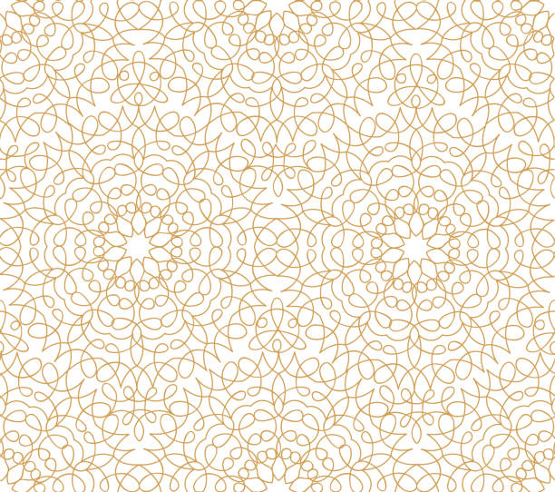 абстрактная цветочная линия восточный бесшовный узор. арабский орнамент плитки. азиатский мусульманский декор. цветочный геометрический � - flower backgrounds paisley flourish stock illustrations