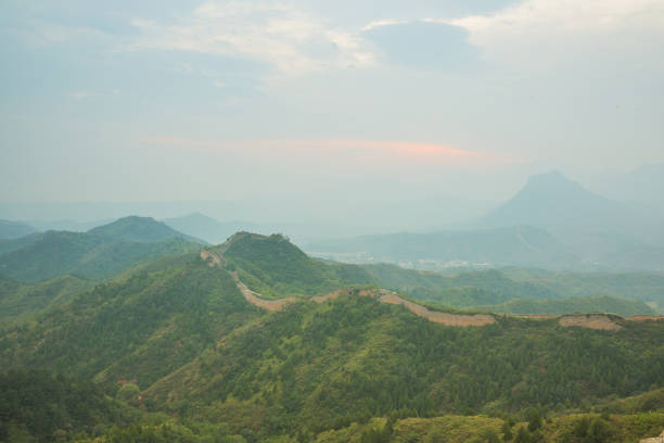 View through crenellation (battlement gaps) of The Great Wall of China