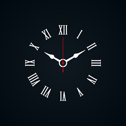 Roman numerals shaped minimal clock icon on black background.