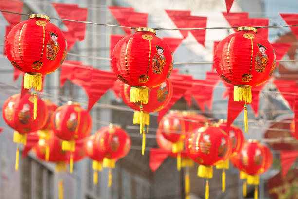 istock Chinese new year lanterns in china town. 902372134
