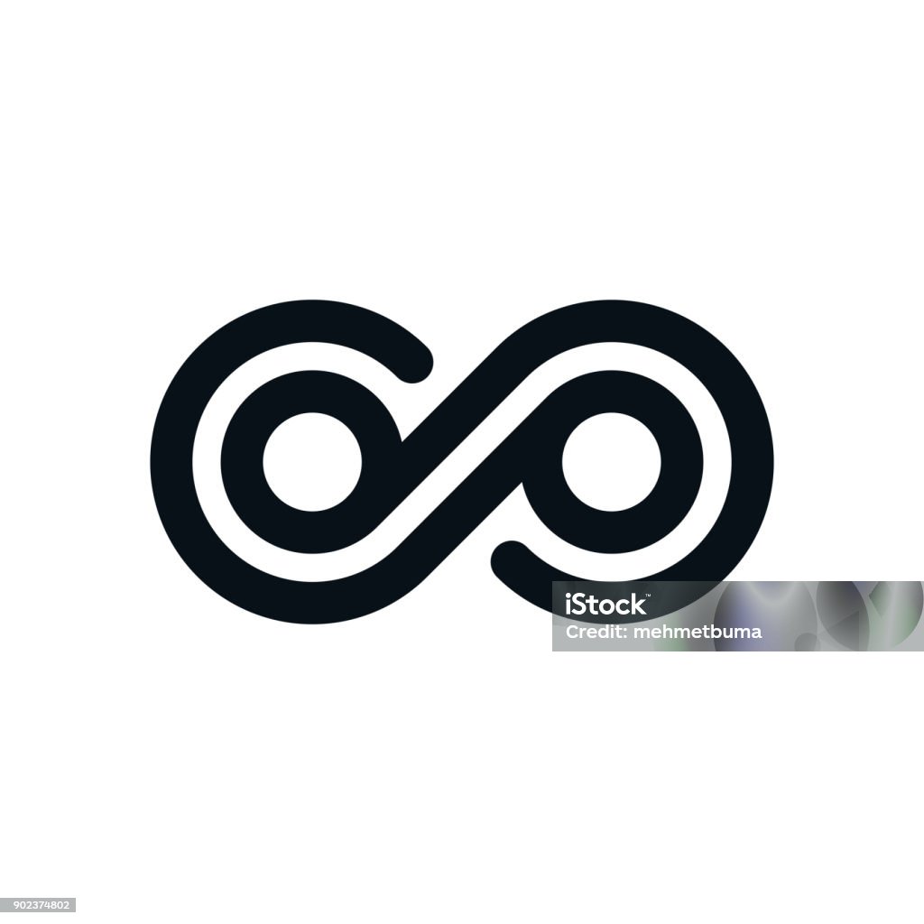 Monochrome infinity symbol Eyes shaped infinity symbol on white background. Logo stock vector