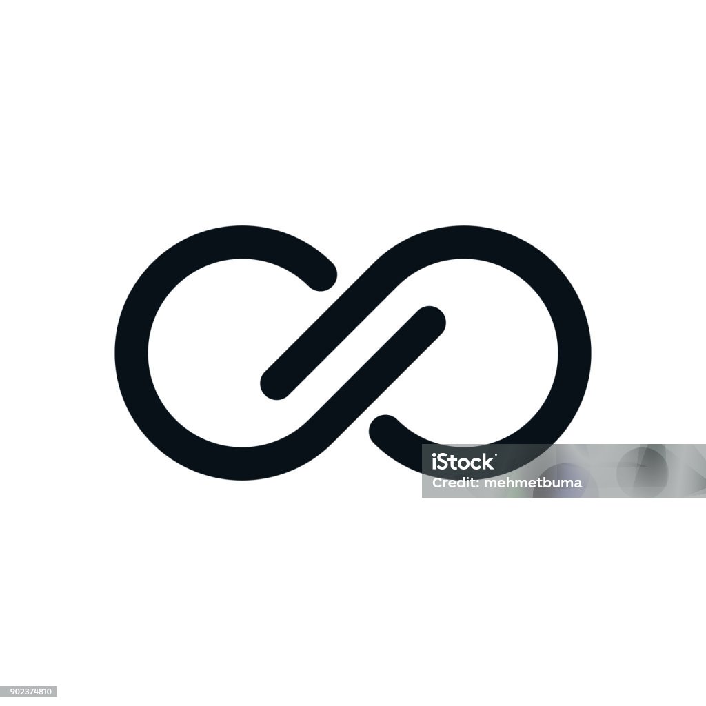 Monochrome infinity symbol Infinity symbol on white background. Lap streaked letters view. Logo stock vector