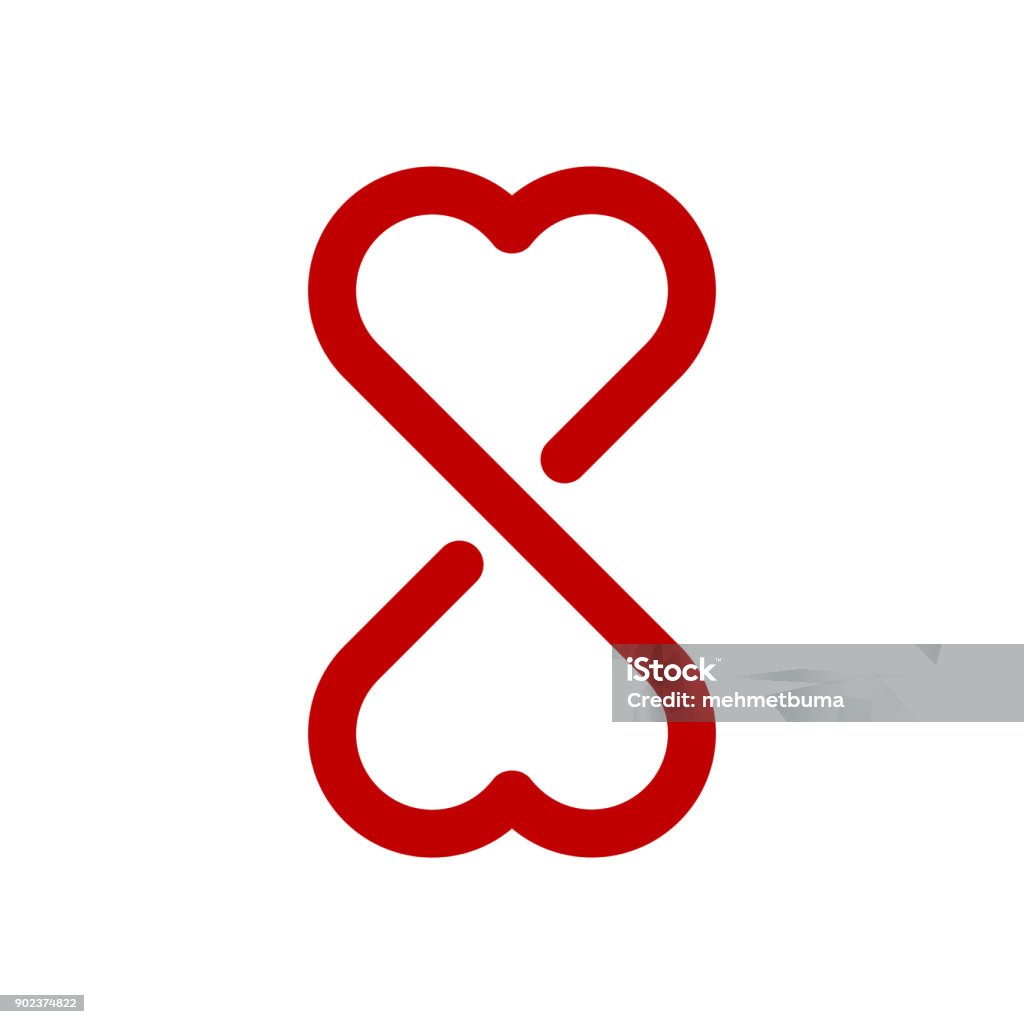 Infinity love symbol Infinity love symbol on white background. Lap streaked heart shapes. Heart Shape stock vector